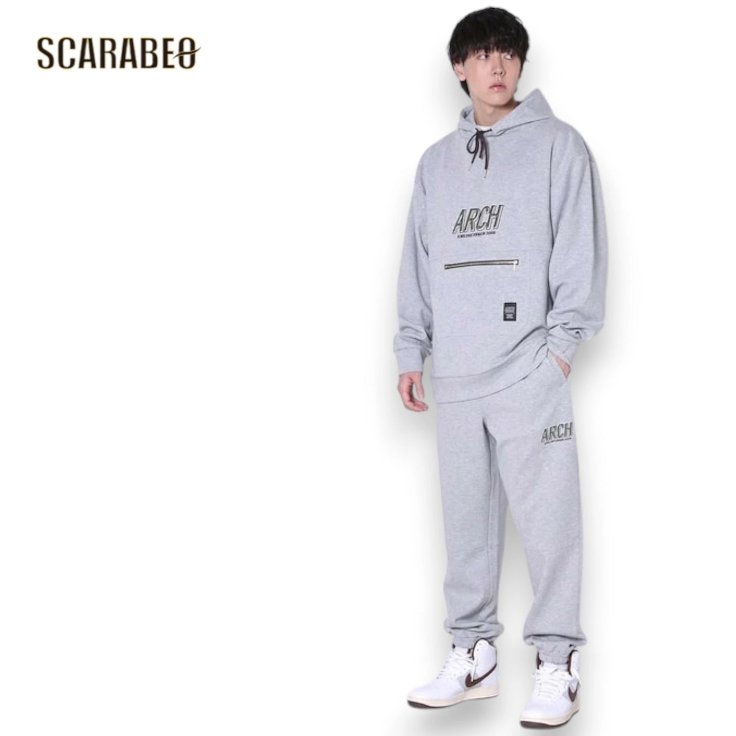 Arch アーチ shade logo スウェット プルオーバーパーカー グレー バスケットボール アウター メンズ レディース バスケウェア パーカ t725-107