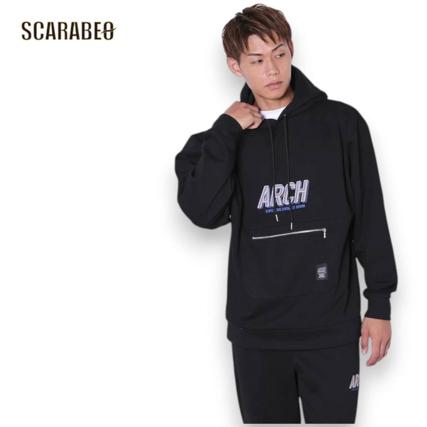 Arch アーチ shade logo スウェット プルオーバーパーカー ブラック バスケットボール アウター メンズ レディース バスケウェア パーカ t725-108