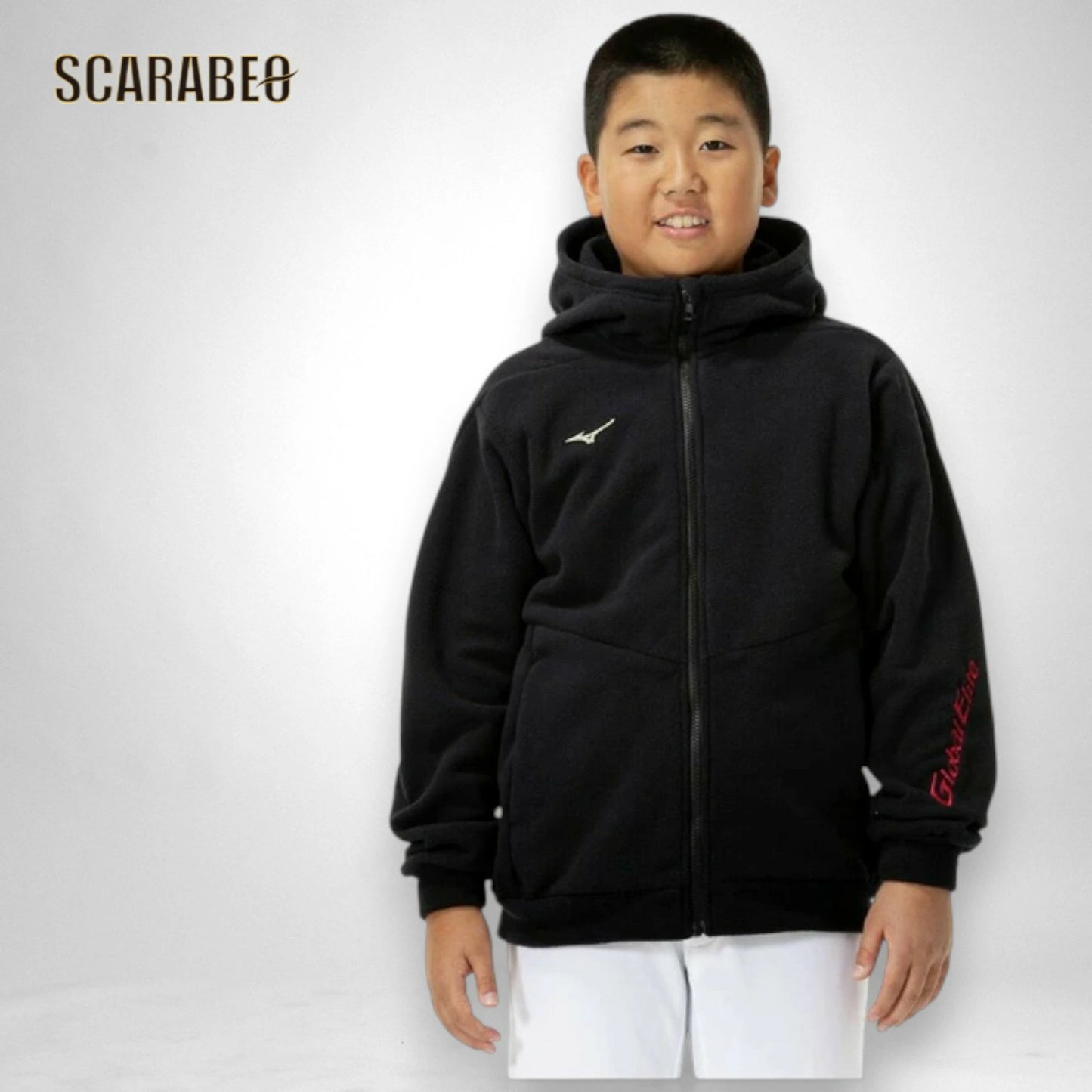 ミズノ グローバルエリート ジュニア フリースフーディ 厚手 12JECK82 保温 動きやすい リサイクルポリエステル 130 140 150 160 ブラック パステルネイビー 12jeck82