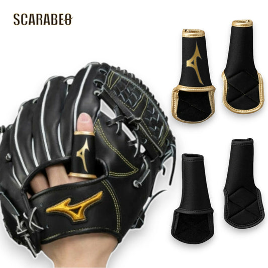 ミズノプロ 守備用フィンガープロテクター 片手用 1EJED175 左右兼用 衝撃緩衝パッド付き フリーサイズ ブラック ゴールド 1ejed175