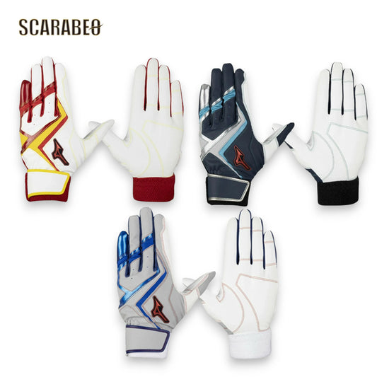 ミズノ バッティンググローブ ウィルドライブ レッド 両手用 ジュニア 野球 バッティング手袋 高グリップ 25AW限定カラー 1EJEY563 1ejey563