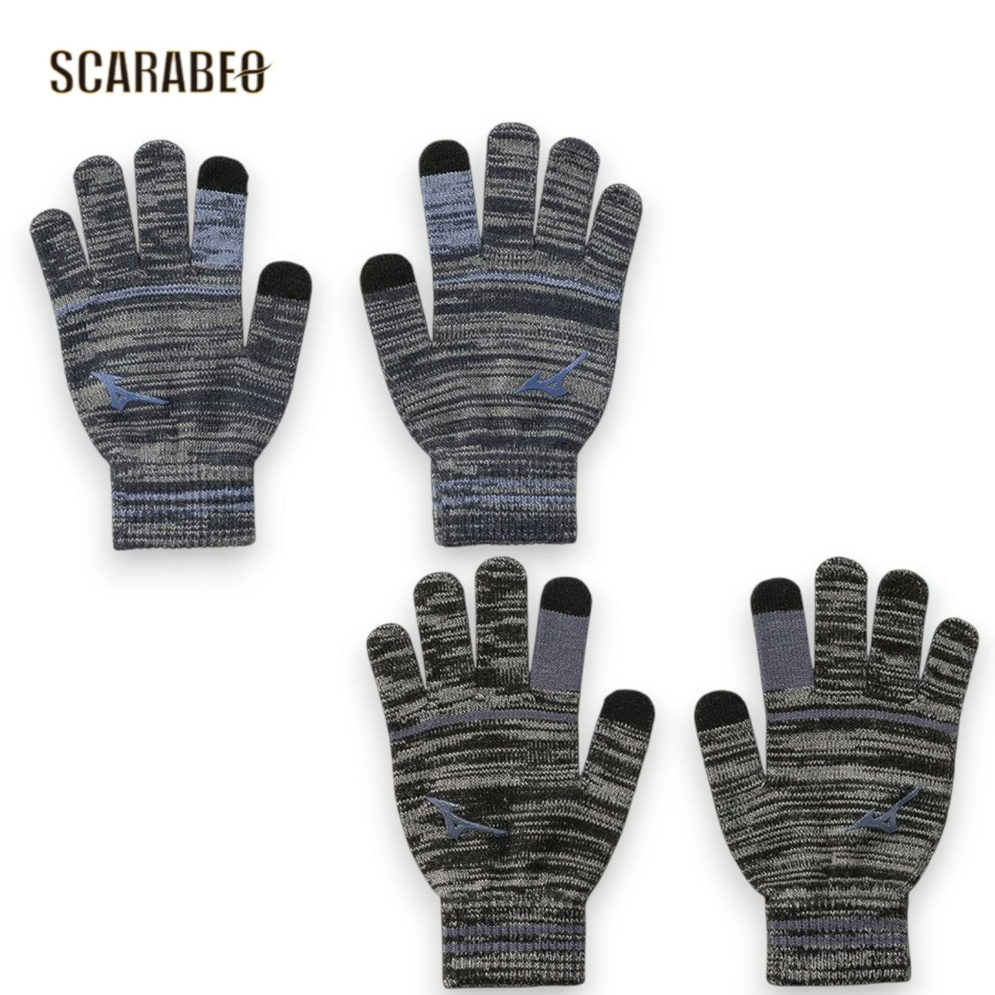 ミズノ ニット手袋 タッチパネル対応 手袋 メンズ レディース 防寒 すべり止め付 スマホ対応 ユニセックス ブラック ネイビー 12jyca50