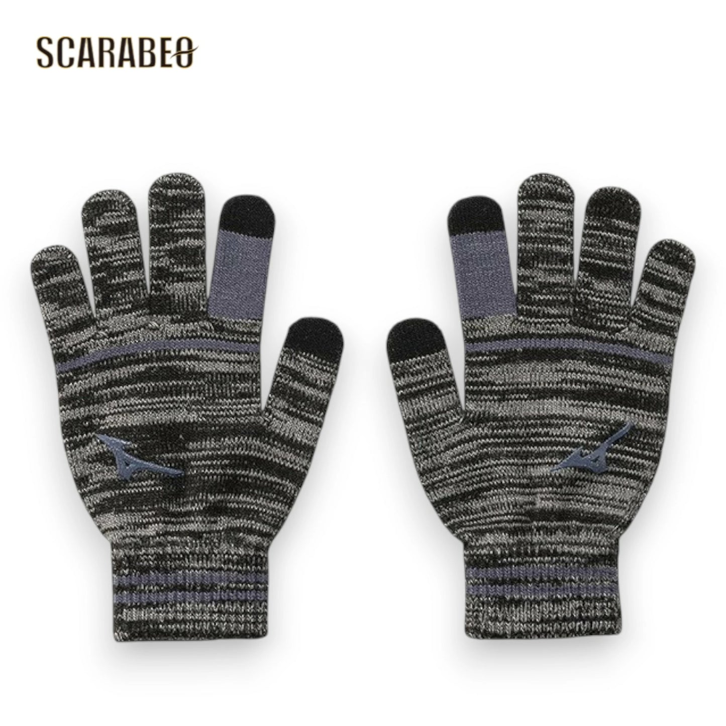 ミズノ ニット手袋 タッチパネル対応 手袋 メンズ レディース 防寒 すべり止め付 スマホ対応 ユニセックス ブラック ネイビー 12jyca50