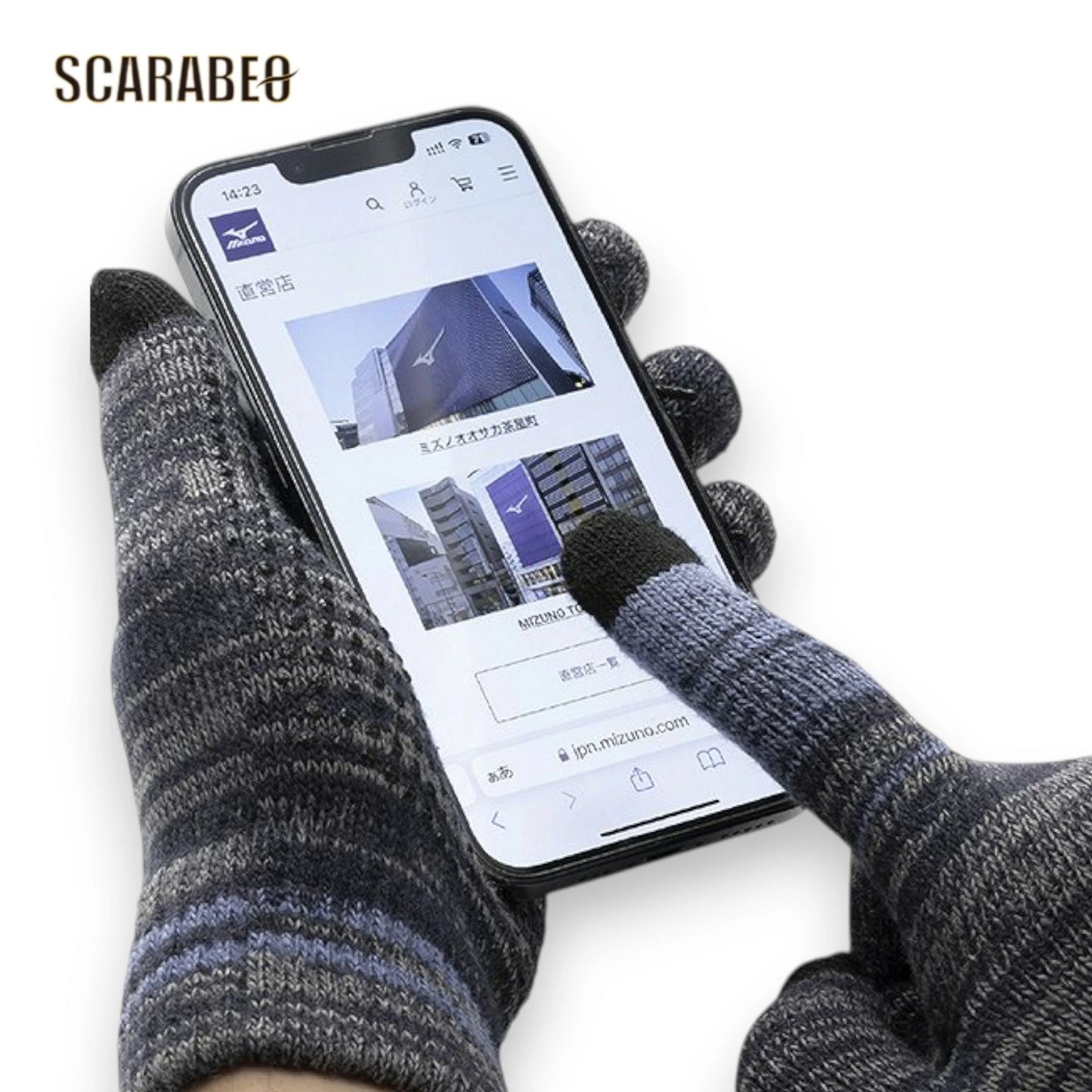 ミズノ ニット手袋 タッチパネル対応 手袋 メンズ レディース 防寒 すべり止め付 スマホ対応 ユニセックス ブラック ネイビー 12jyca50