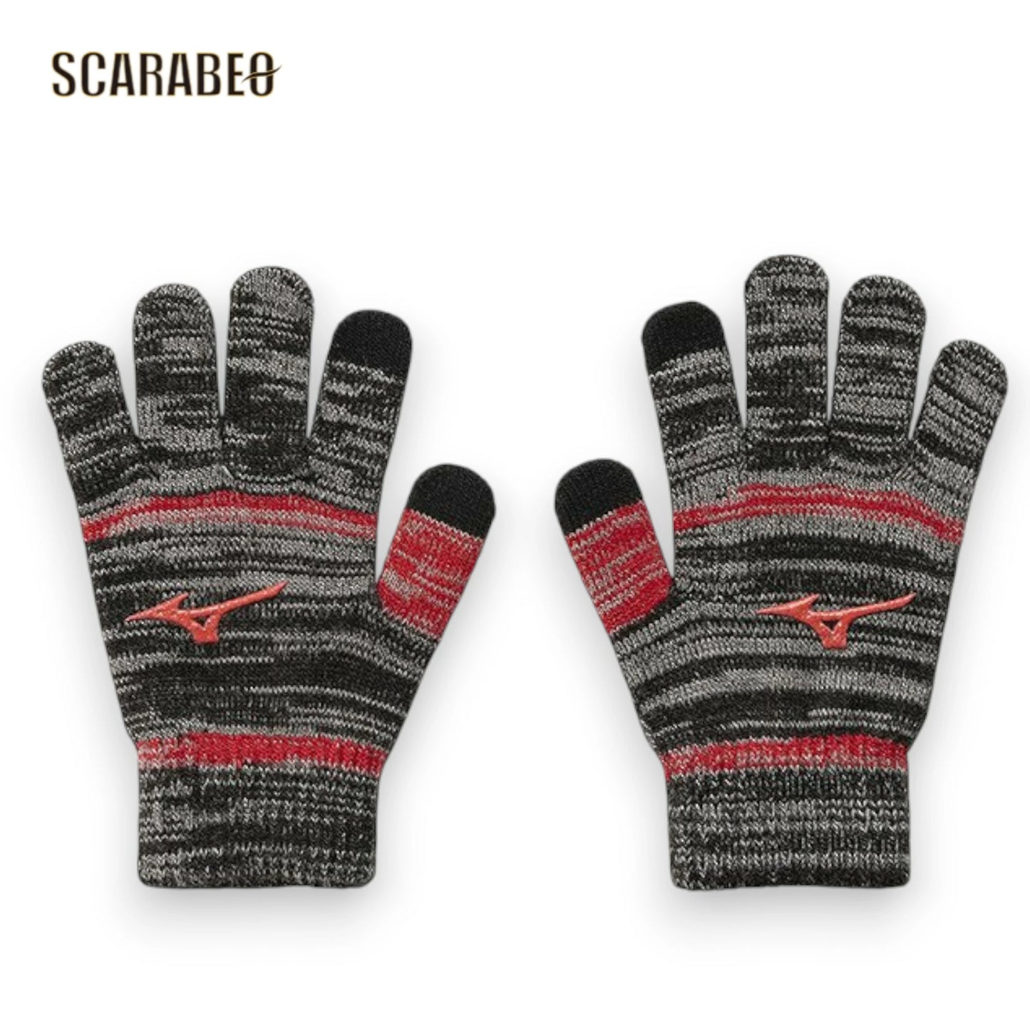 ミズノ ニット手袋 ジュニア 手袋 キッズ タッチパネル対応 スマホ対応 すべり止め付き 防寒 子供用 18cm ブラック ネイビー 12jyca51