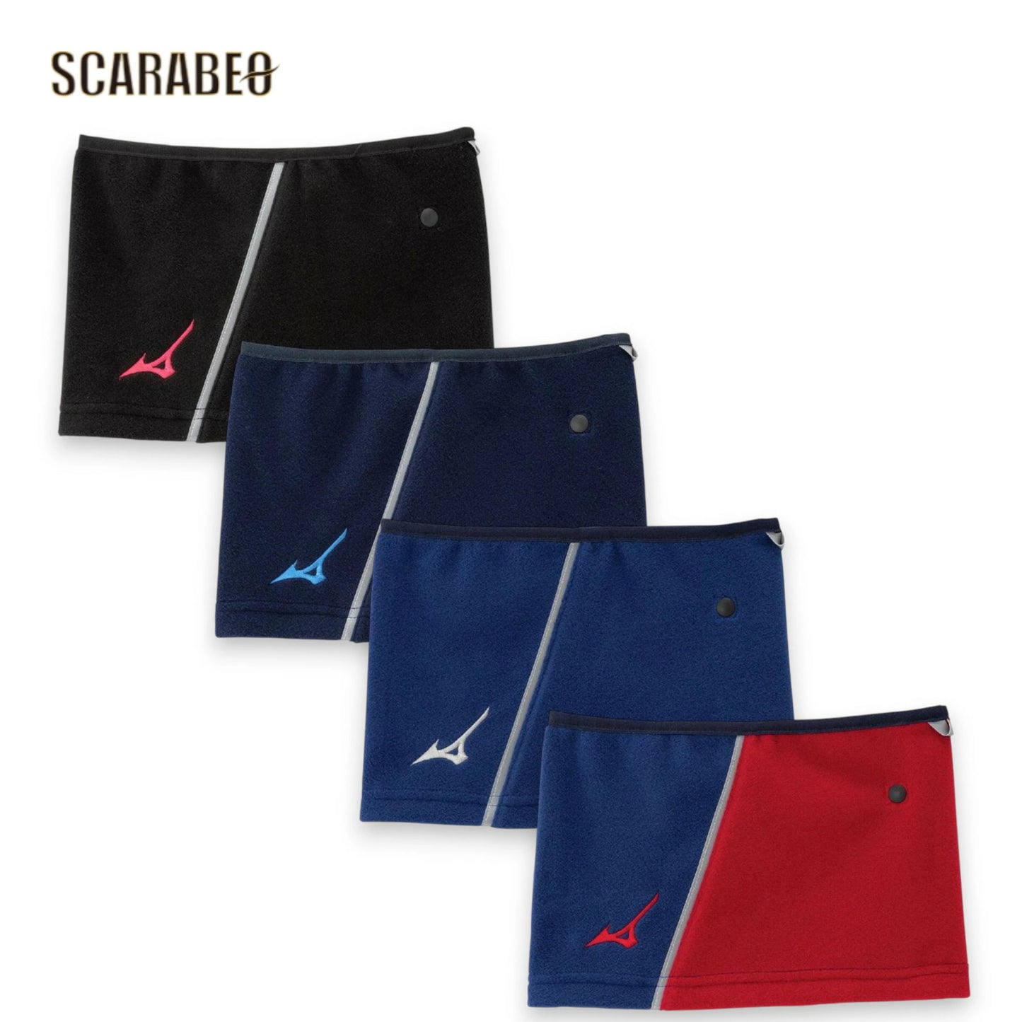 ミズノ ネックウォーマー ジュニア 子供用 防寒 冬用 スポーツ 首元 暖かい 調整可能 反射テープ ブラック ネイビー パステルネイビー レッド 12JYCB51 12jycb51