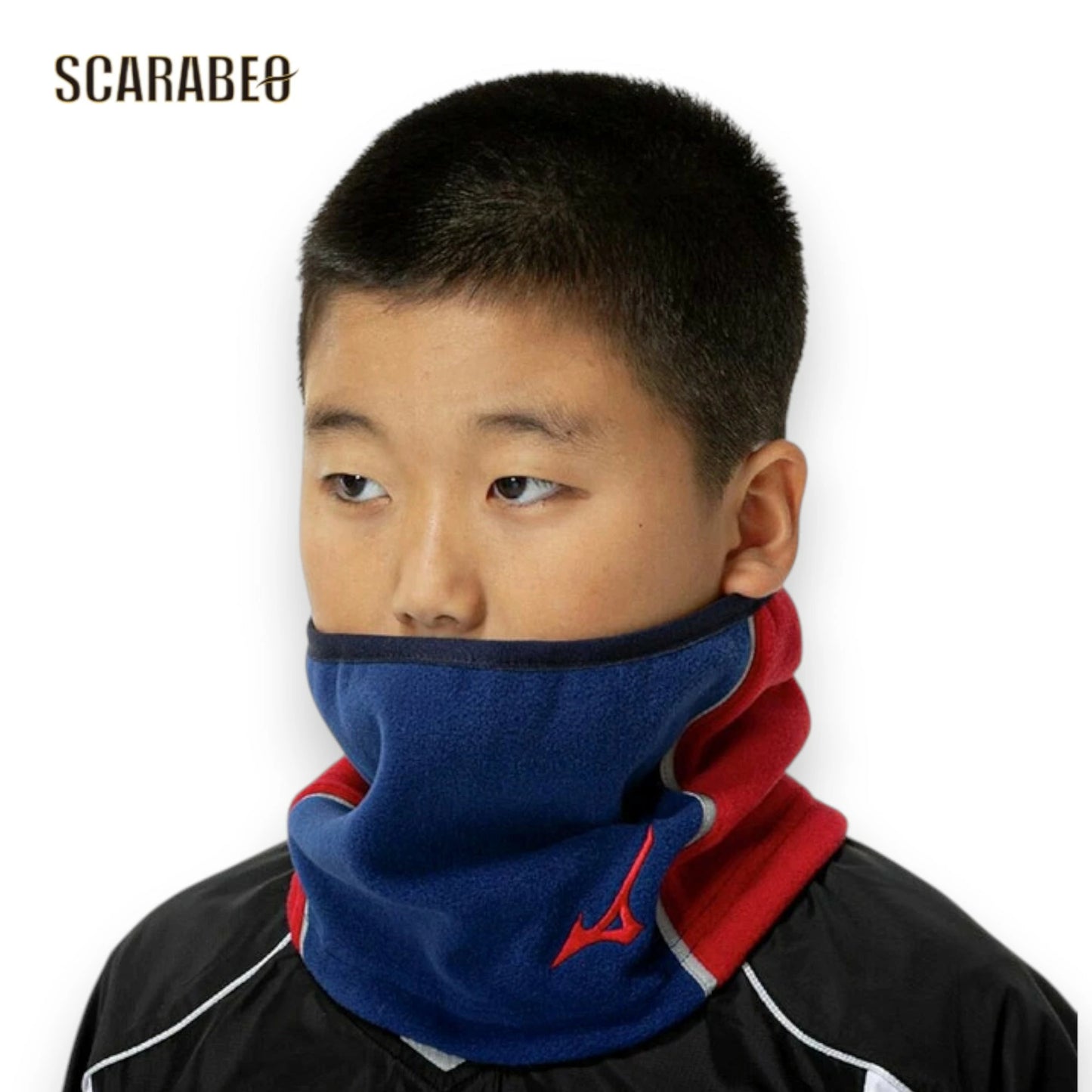 ミズノ ネックウォーマー ジュニア 子供用 防寒 冬用 スポーツ 首元 暖かい 調整可能 反射テープ ブラック ネイビー パステルネイビー レッド 12JYCB51 12jycb51