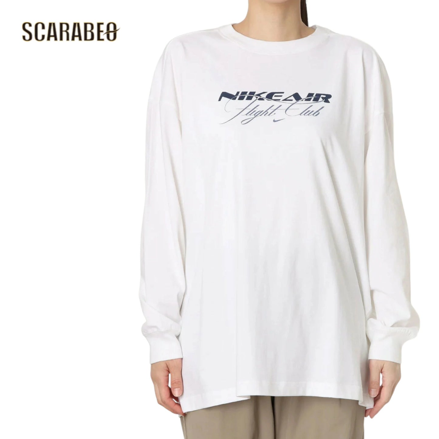 ナイキ レディース 長袖 Tシャツ ウィメンズ NSW OC トラベル S/S IM9278 スポーツウェア コットン100％ ロングTシャツ リブネック 白 ブラック NIKE