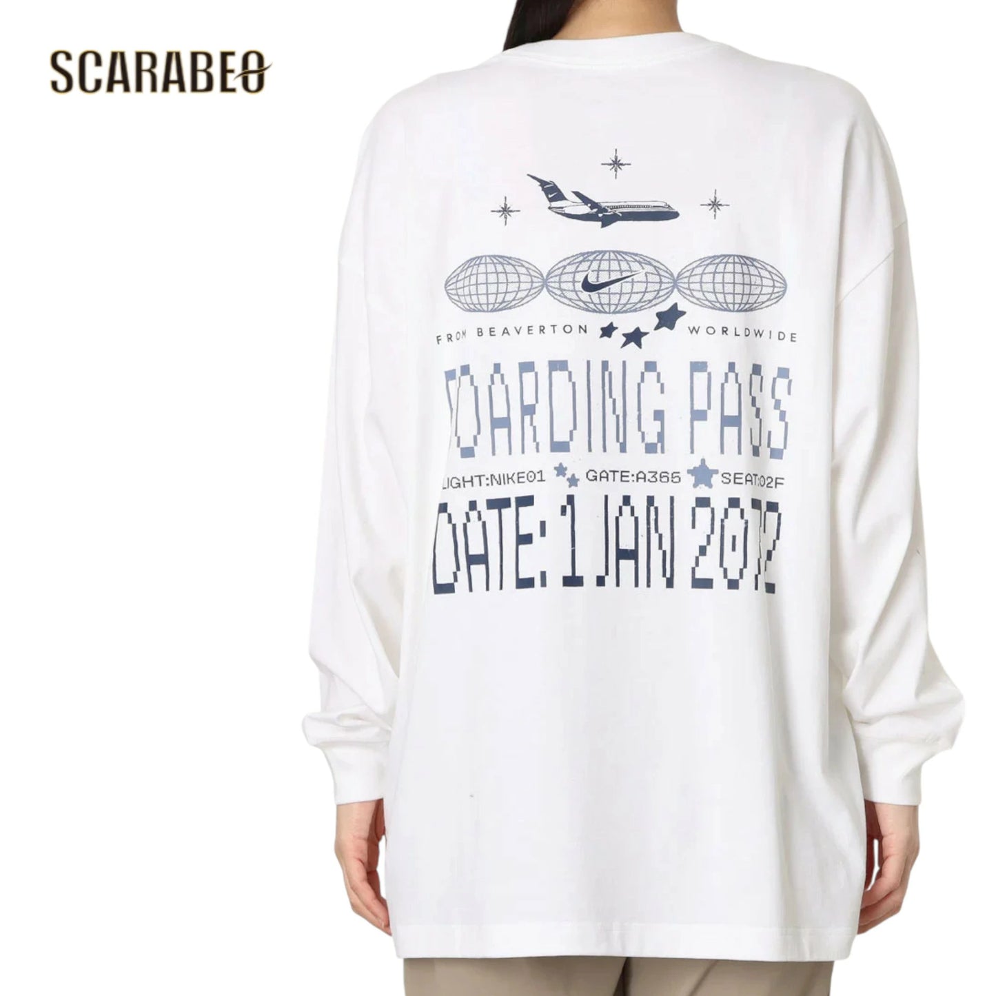 ナイキ レディース 長袖 Tシャツ ウィメンズ NSW OC トラベル S/S IM9278 スポーツウェア コットン100％ ロングTシャツ リブネック 白 ブラック NIKE