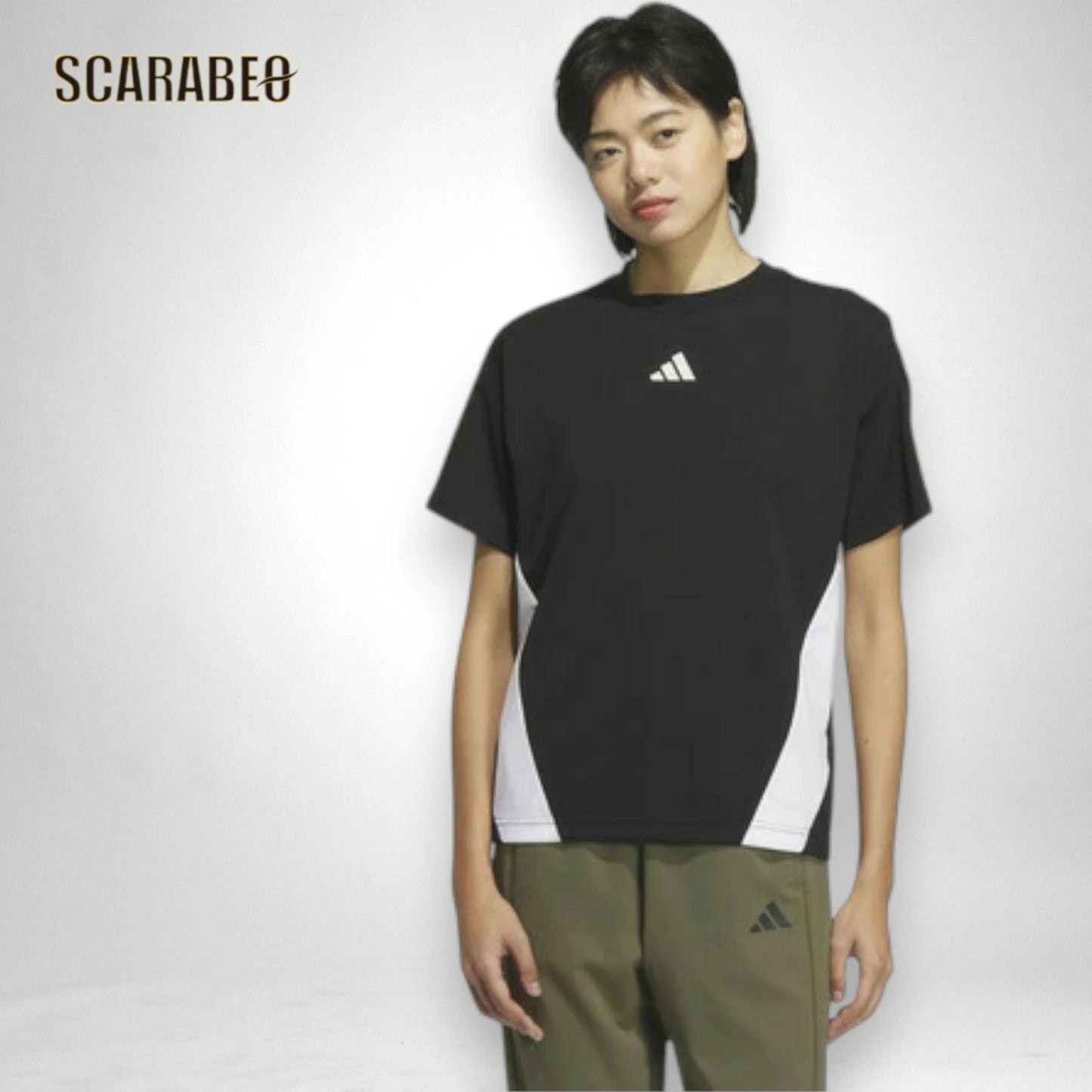 adidas アディダス レディース 半袖 Tシャツ KQD82 カラーブロック AEROREADY 吸汗速乾 コットン混 スポーツウェア トップス ルーズフィット kqd82