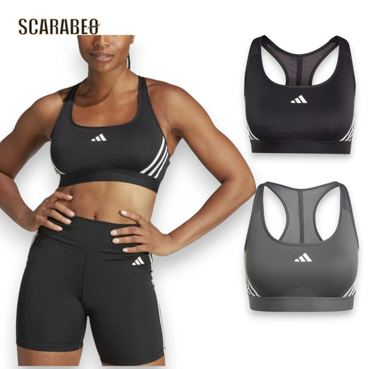adidas アディダス レディース スポーツブラ Powerimpact トレイン ミディアムサポート IKV29 ランニング トレーニング AEROREADY スリーストライプス BLK-WHT IQ3351 gray IU1708 ikv29