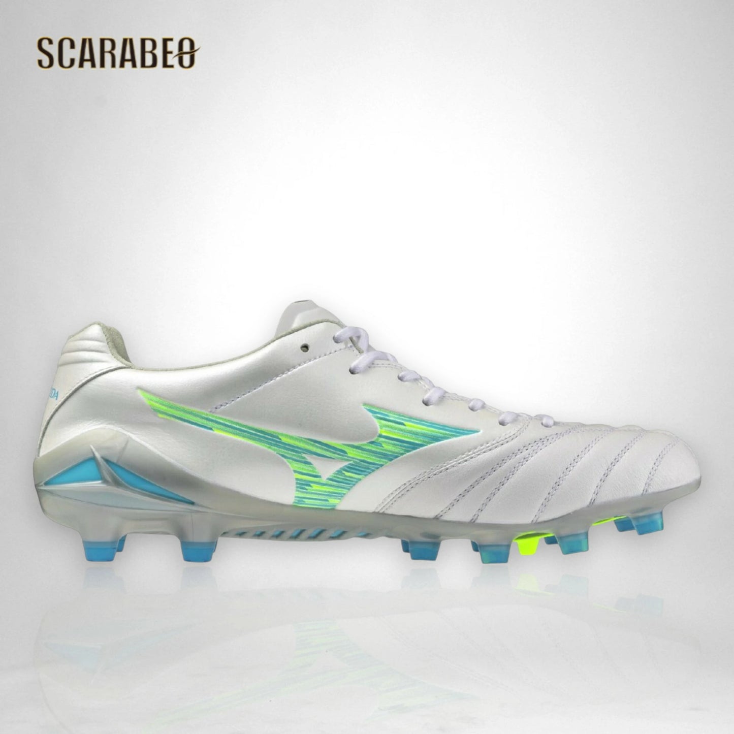 【予約販売】ミズノ MIZUNO モナルシーダNEO III ELITE サッカースパイク ユニセックス 天然皮革 マイクロファイバー 軽量 柔軟 素足感覚 Engineered Fit Last NEO ホワイト×サックス p1ga262025