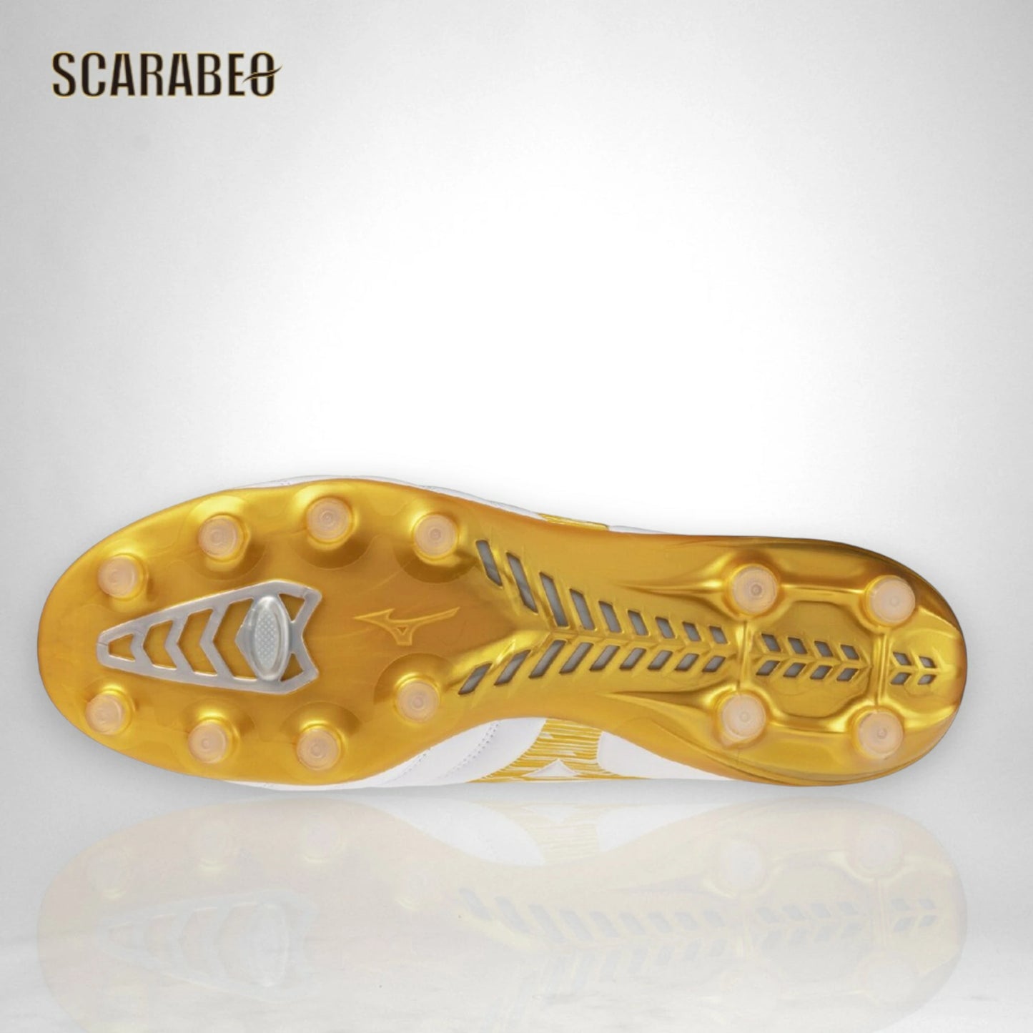 【予約販売】ミズノ MIZUNO モナルシーダNEO III PRO サッカースパイク ユニセックス マイクロファイバー 軽量 柔軟 素足感覚 ゼログライドライトインソール 固定式 ホワイト×ゴールド 学生向け p1ga262250