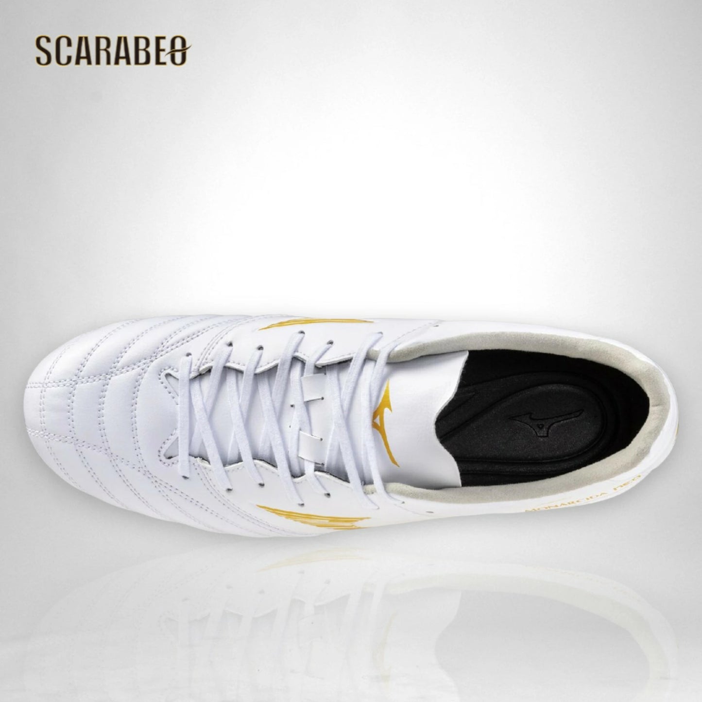 【予約販売】ミズノ MIZUNO モナルシーダNEO III WIDE PRO サッカースパイク ユニセックス ワイドフィット 3E幅対応 天然皮革 マイクロファイバー 軽量 素足感覚 ゼログライドライトインソール 固定式 ホワイト×ゴールド p1ga262350