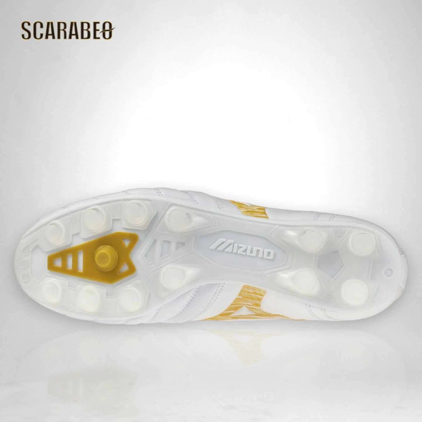 【予約販売】ミズノ MIZUNO モナルシーダNEO III WIDE PRO サッカースパイク ユニセックス ワイドフィット 3E幅対応 天然皮革 マイクロファイバー 軽量 素足感覚 ゼログライドライトインソール 固定式 ホワイト×ゴールド p1ga262350