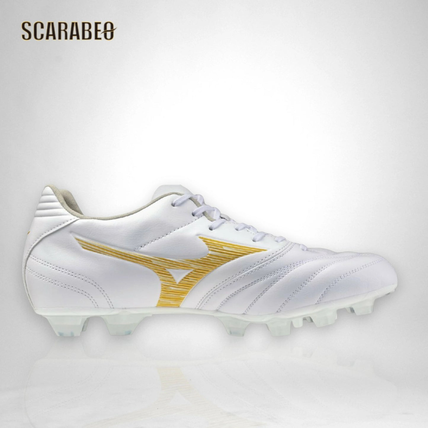 【予約販売】ミズノ MIZUNO モナルシーダNEO III SW サッカースパイク ユニセックス スーパーワイド 4E対応 天然皮革 マイクロファイバー 軽量 素足感覚 ゼログライドライトインソール 固定式 ホワイト×ゴールド p1ga262450