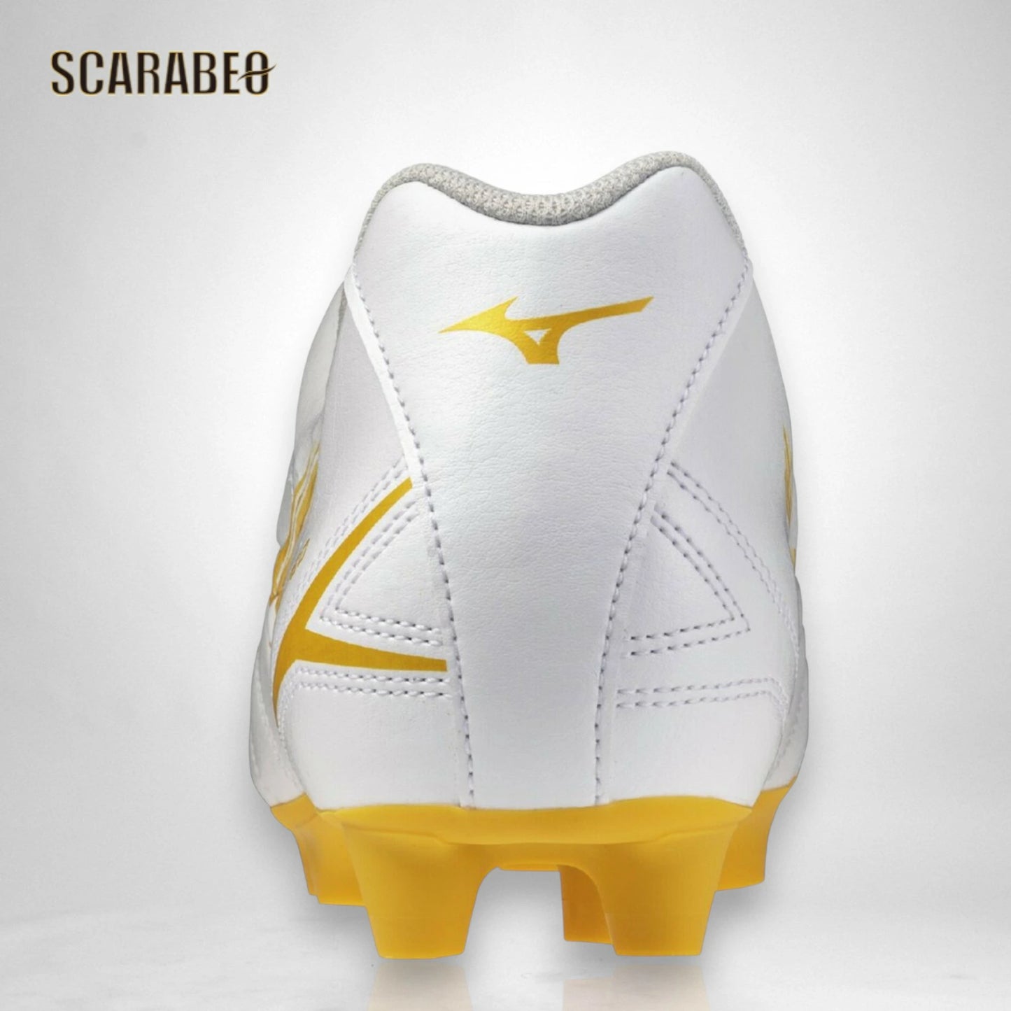 ミズノ MIZUNO モナルシーダNEO III SELECT サッカースパイク ユニセックス 3E ワイドフィット ゼログライドライトインソール 軽量 柔軟 エントリーモデル 固定式 天然芝 土 人工芝対応 ホワイト×ゴールド p1ga262550