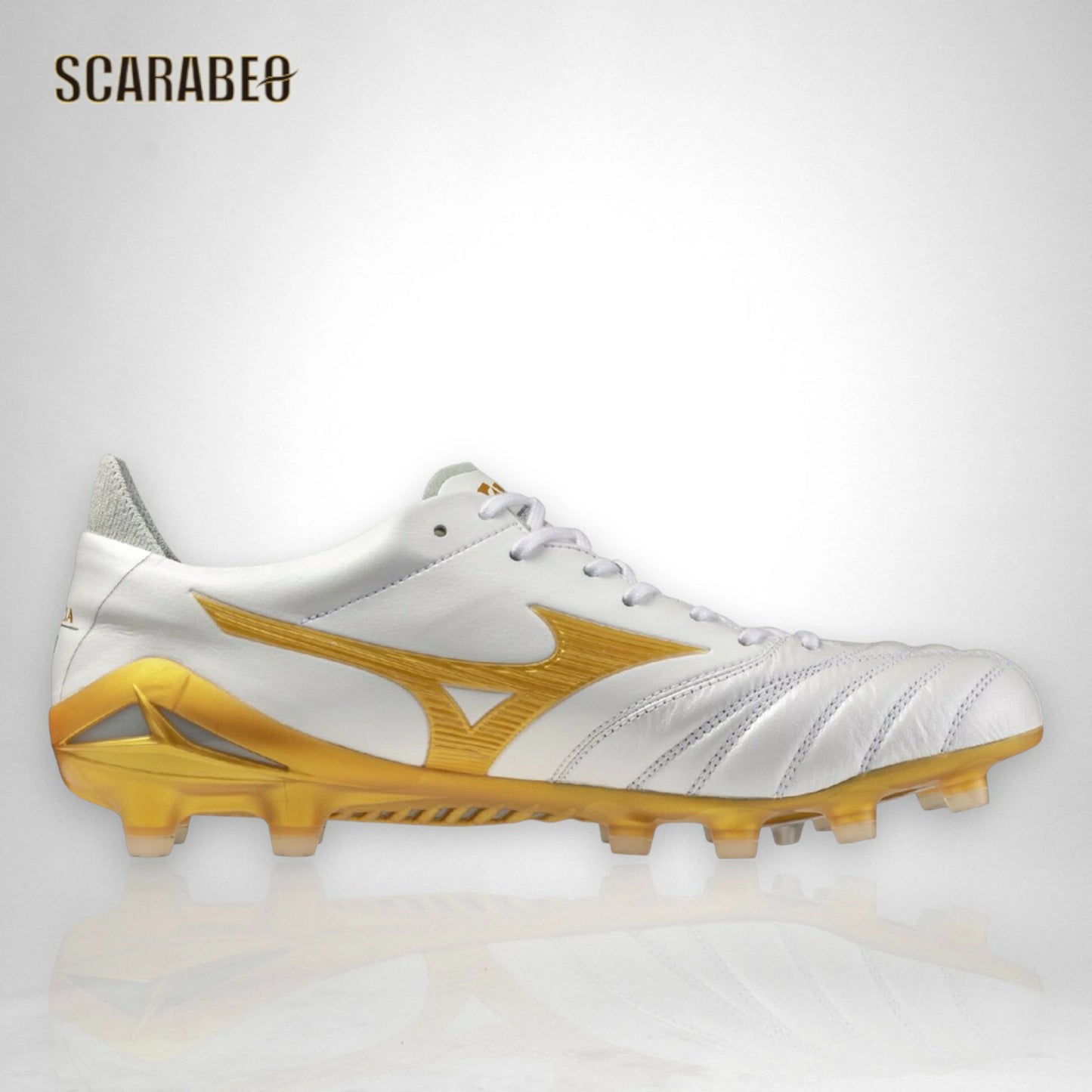 ミズノ モレリアネオIV JAPAN サッカースパイク 固定式 ブライトゴールドパック 天然皮革 日本製 軽量 2E MORELIA NEO 4 ジャパン p1ga263050