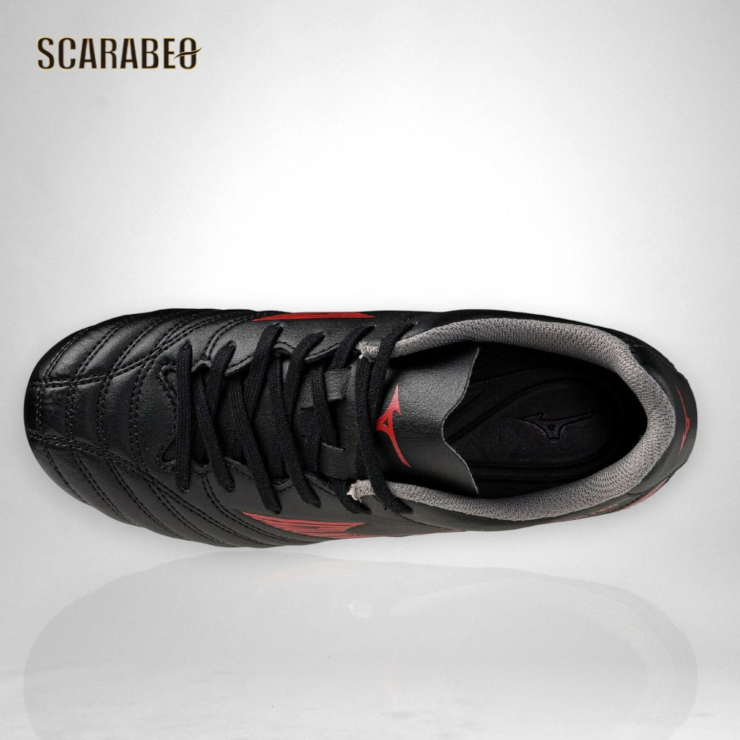 【予約販売】ミズノ MIZUNO モナルシーダNEO III SELECT Jr サッカースパイク ジュニア 3E 幅広 土・人工芝・天然芝対応 固定式 ブラック×レッド 軽量 ゼログライドライトインソール p1gb252500