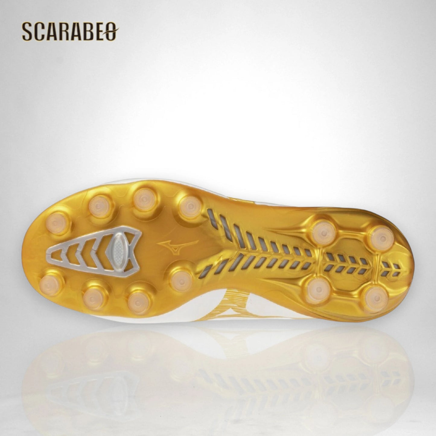 【予約販売】ミズノ MIZUNO モナルシーダNEO III PRO Jr サッカースパイク ジュニア ホワイト×ゴールド 軽量 2E ノンステッチ人工皮革 天然芝 土 人工芝 対応 固定式 p1gb262050