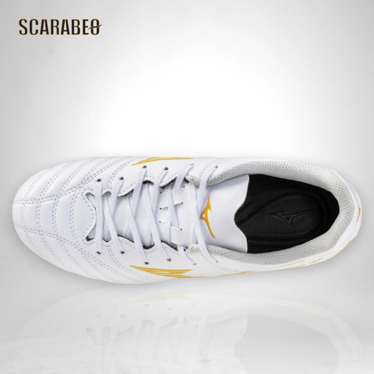 【予約販売】ミズノ MIZUNO モナルシーダNEO III SELECT Jr サッカースパイク ジュニア ホワイト×ゴールド 3E ワイド 軽量 ゼログライド 土 人工芝 天然芝 対応 固定式 エントリーモデル p1gb262550