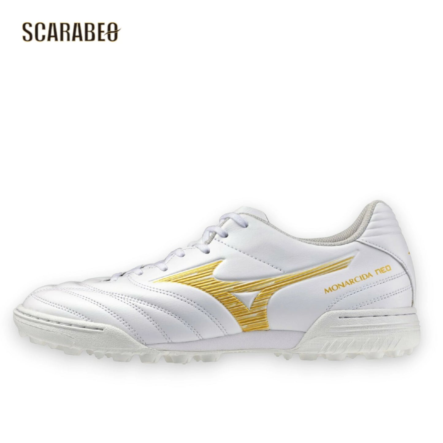 【予約販売】ミズノ MIZUNO モナルシーダNEO III SW AS トレーニングシューズ ユニセックス 4E スーパーワイド フットサル サッカー ホワイト×ゴールド 軽量 ゼログライド 人工皮革 ゴム底 p1gd262450