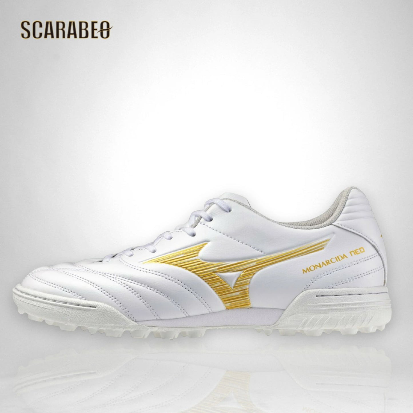 【予約販売】ミズノ MIZUNO モナルシーダNEO III SW AS トレーニングシューズ ユニセックス 4E スーパーワイド フットサル サッカー ホワイト×ゴールド 軽量 ゼログライド 人工皮革 ゴム底 p1gd262450