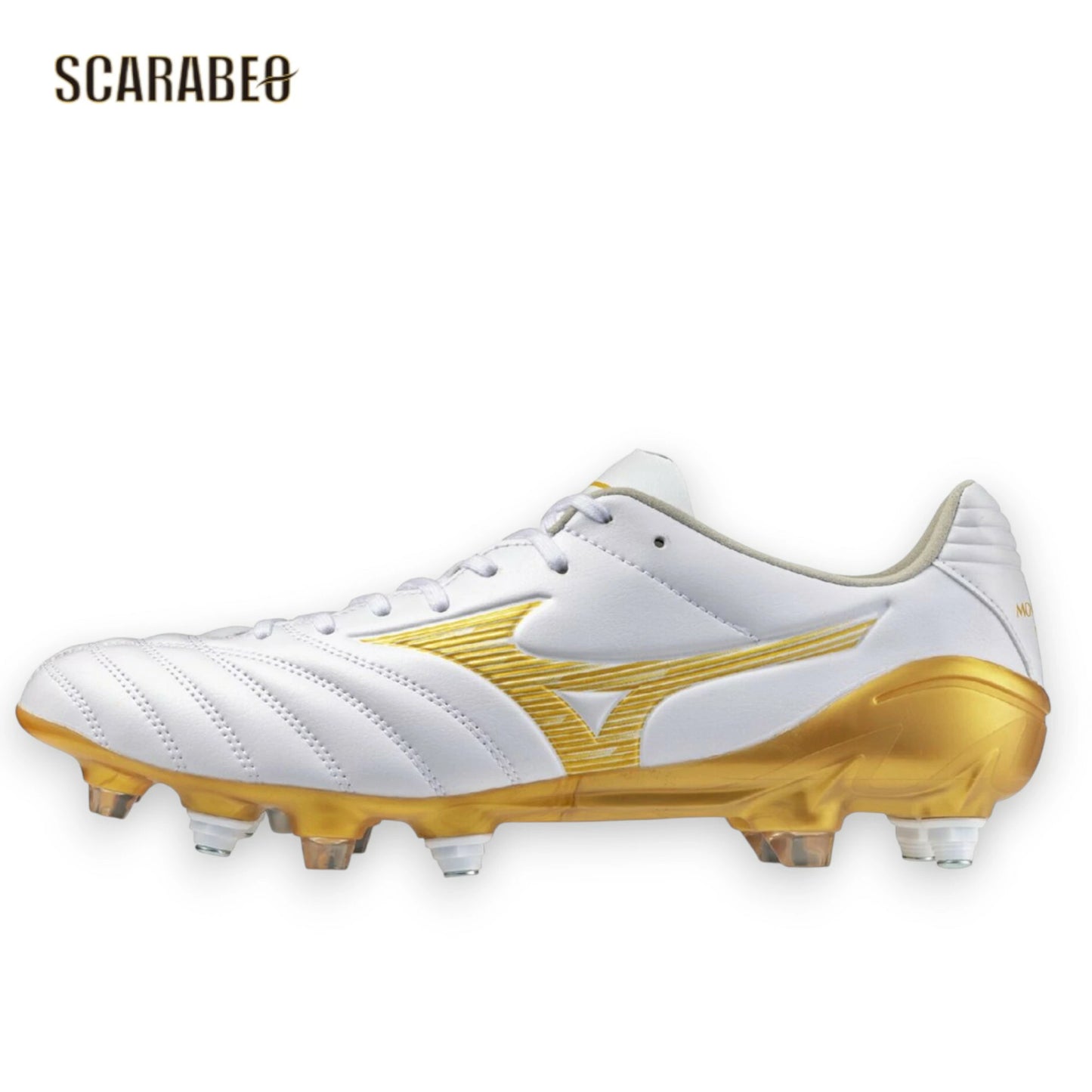 【予約販売】ミズノ MIZUNO モナルシーダ NEO III PRO MIX 取替式 サッカースパイク 天然芝 土 人工芝 対応 マイクロファイバー ゼログライドライト インソール 軽量 2E ホワイト×ゴールド p1gc262250