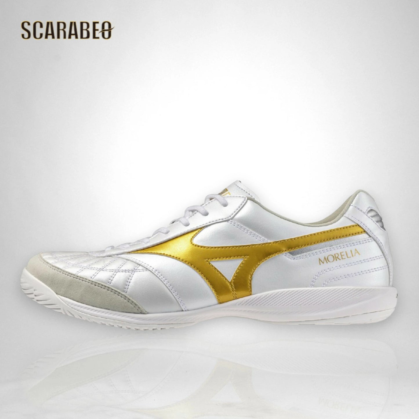 【予約販売】ミズノ モレリア SALA JAPAN TF ホワイト×ゴールド フットサルシューズ ターフコート用 天然皮革 カンガルーレザー メンズ/ユニセックス q1ga260250