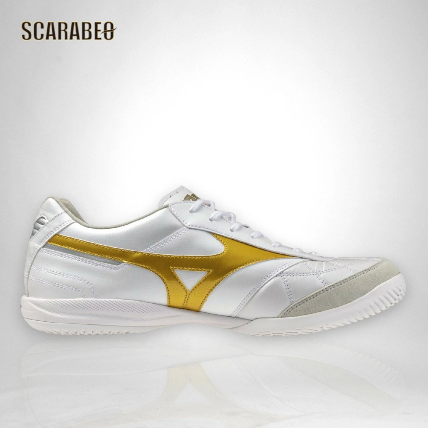 【予約販売】ミズノ モレリア SALA JAPAN TF ホワイト×ゴールド フットサルシューズ ターフコート用 天然皮革 カンガルーレザー メンズ/ユニセックス q1ga260250