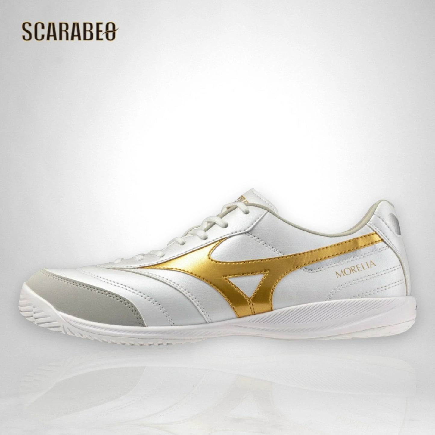 【予約販売】ミズノ モレリア SALA PRO IN ホワイト×ゴールド フットサルシューズ インドア コート用 マイクロファイバー人工皮革 ユニセックス q1ga261350