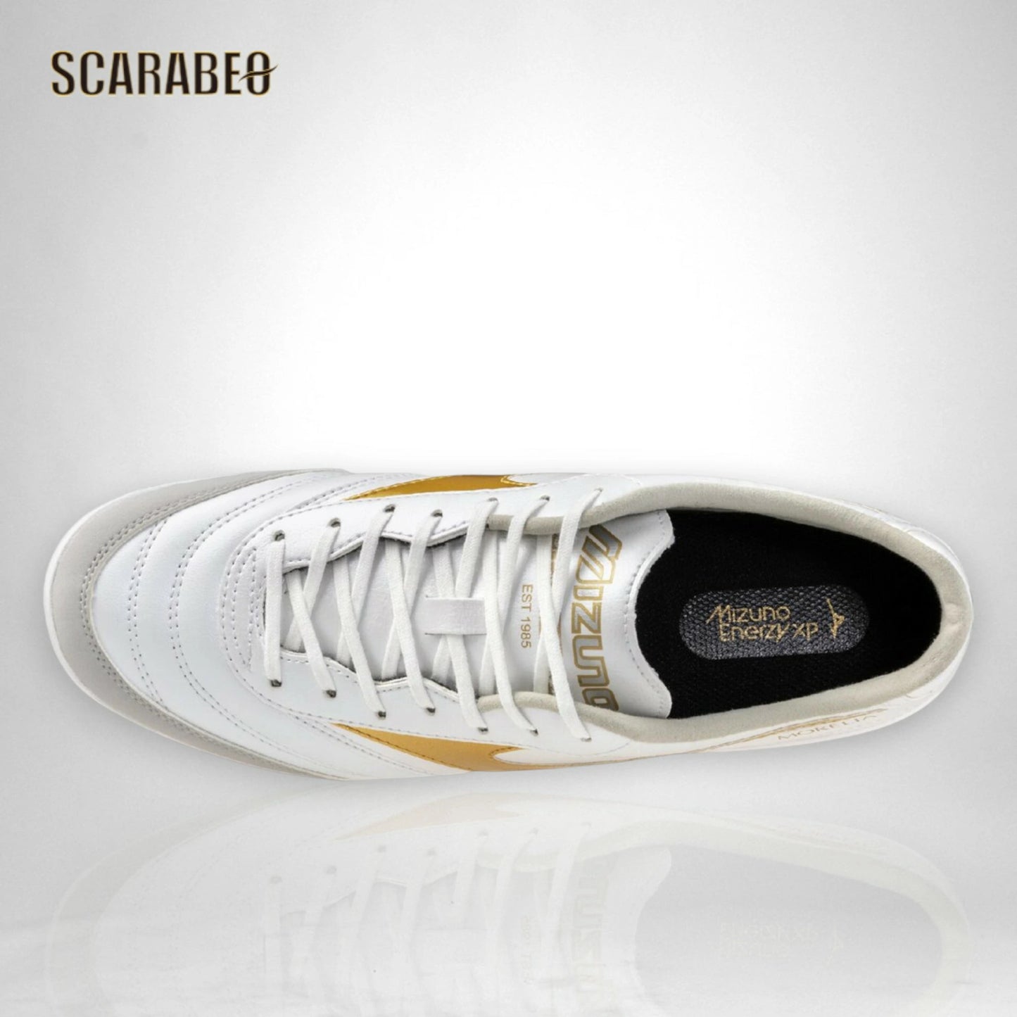 【予約販売】ミズノ モレリア SALA PRO IN ホワイト×ゴールド フットサルシューズ インドア コート用 マイクロファイバー人工皮革 ユニセックス q1ga261350