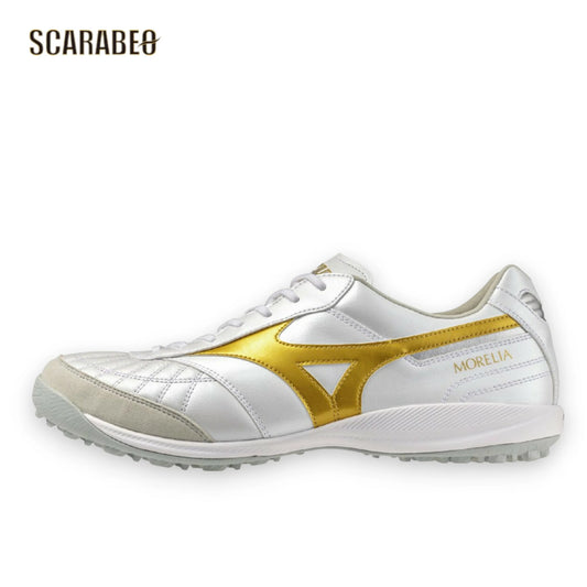 【予約販売】ミズノ モレリア SALA JAPAN TF ホワイト×ゴールド フットサルシューズ ターフコート用 天然皮革 カンガルーレザー ユニセックス q1gb260250