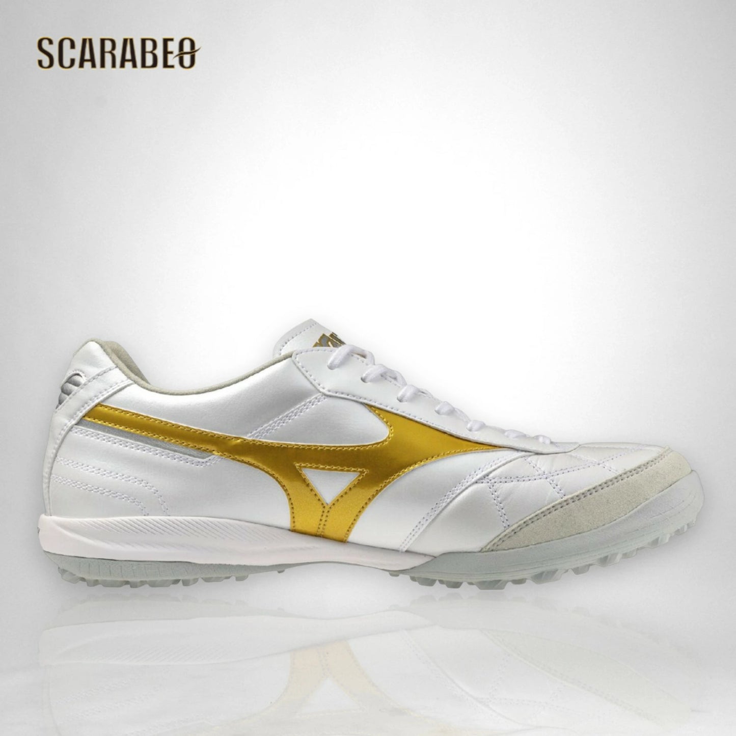 【予約販売】ミズノ モレリア SALA JAPAN TF ホワイト×ゴールド フットサルシューズ ターフコート用 天然皮革 カンガルーレザー ユニセックス q1gb260250