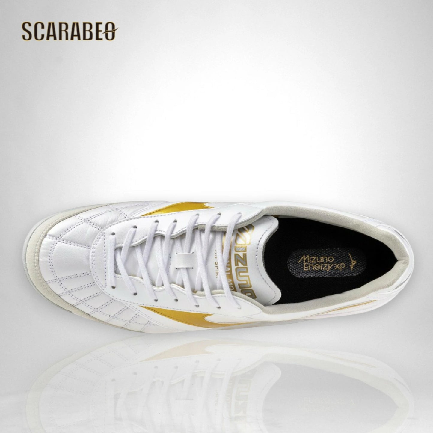 【予約販売】ミズノ モレリア SALA JAPAN TF ホワイト×ゴールド フットサルシューズ ターフコート用 天然皮革 カンガルーレザー ユニセックス q1gb260250