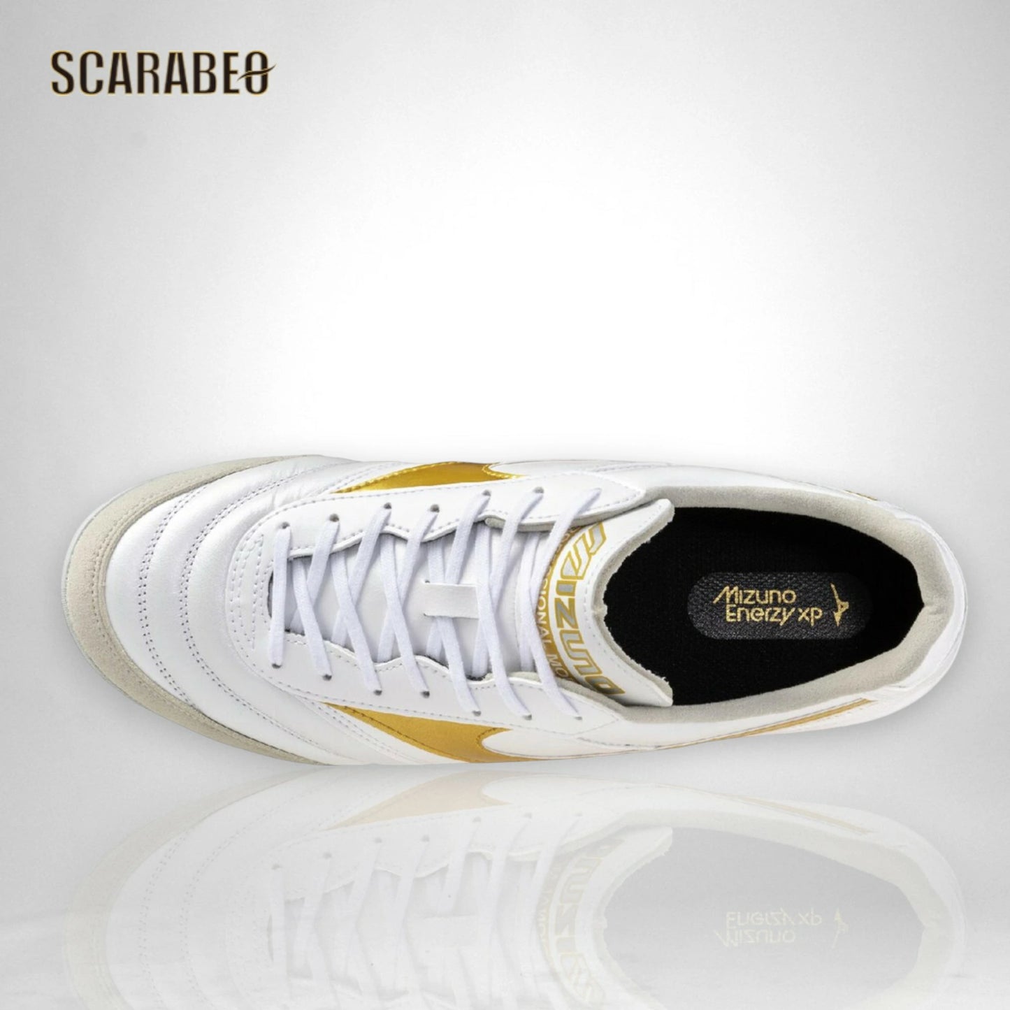 【予約販売】ミズノ モレリア SALA ELITE TF ホワイト×ゴールド フットサルシューズ ターフコート用 天然皮革 カンガルーレザー ユニセックス　q1gb261250