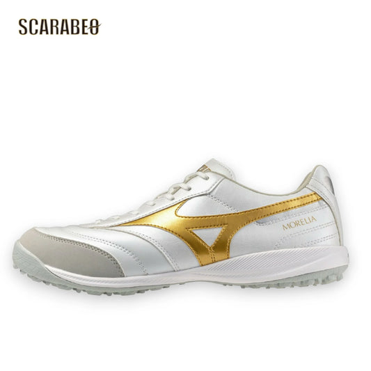 【予約販売】ミズノ モレリア SALA PRO TF ホワイト×ゴールド フットサルシューズ ターフコート用 マイクロファイバー人工皮革 ユニセックス q1gb261350