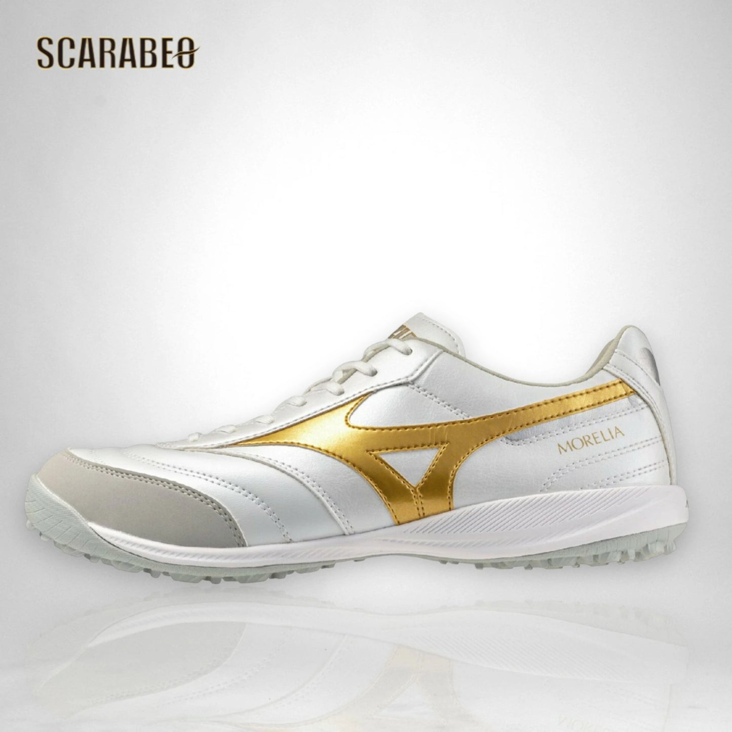 【予約販売】ミズノ モレリア SALA PRO TF ホワイト×ゴールド フットサルシューズ ターフコート用 マイクロファイバー人工皮革 ユニセックス q1gb261350