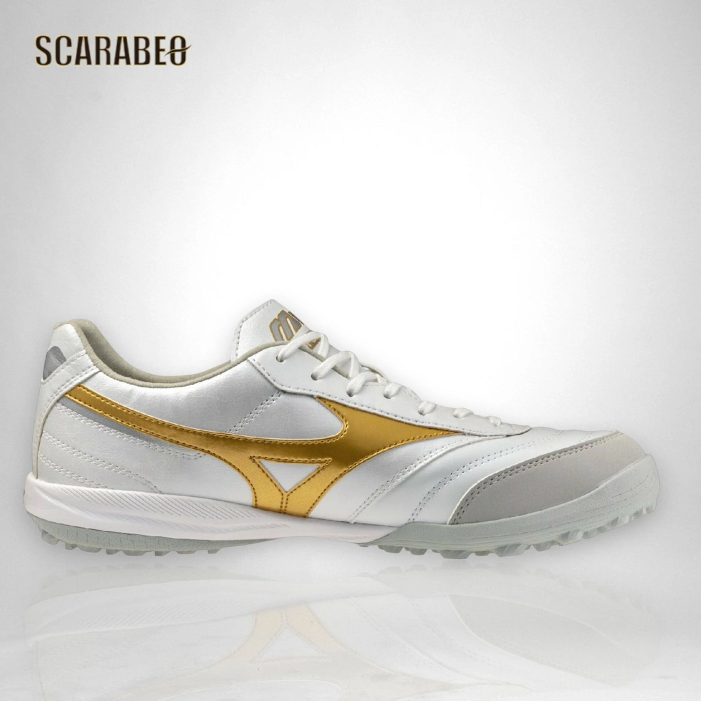 【予約販売】ミズノ モレリア SALA PRO TF ホワイト×ゴールド フットサルシューズ ターフコート用 マイクロファイバー人工皮革 ユニセックス q1gb261350