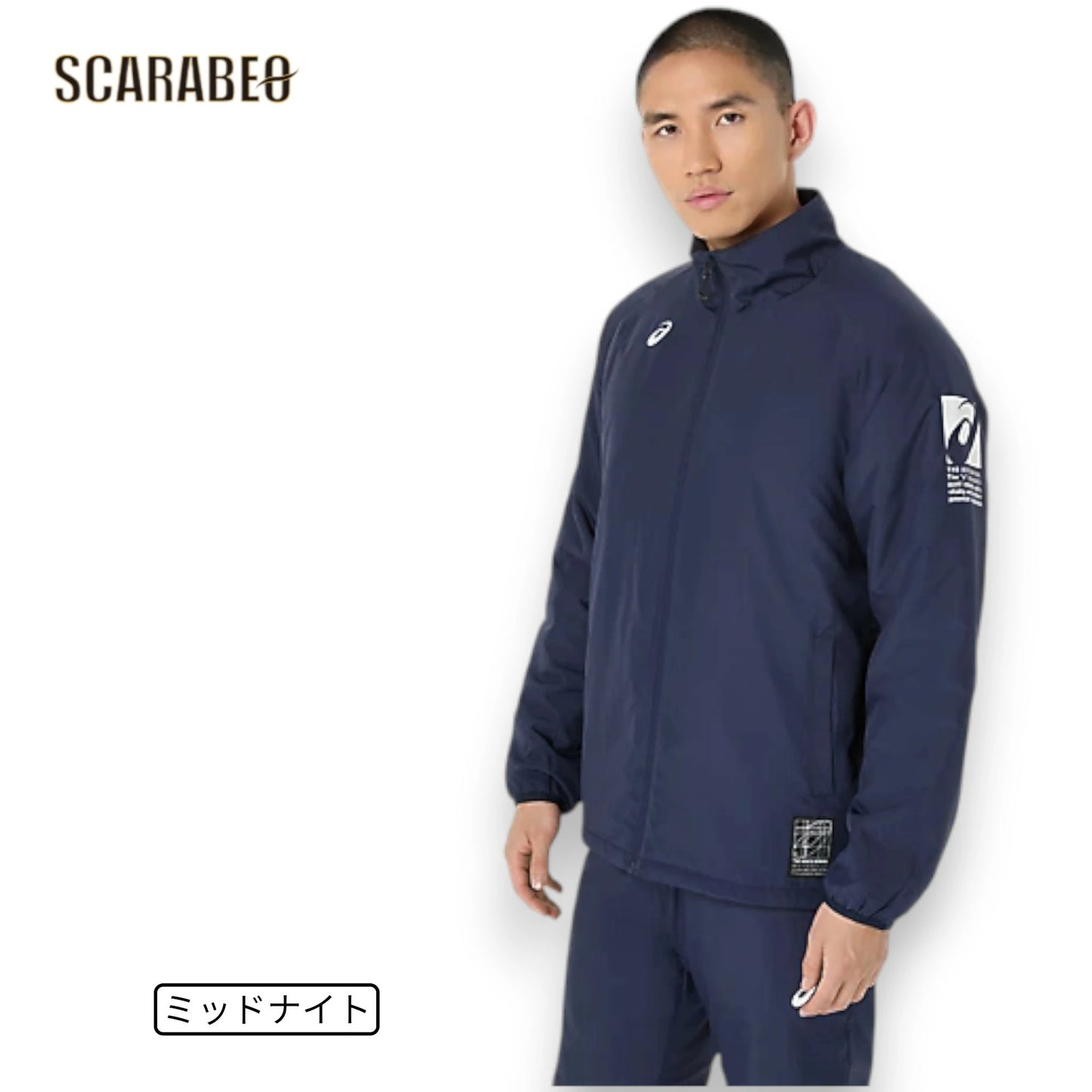 アシックス 中わた ウインドブレーカージャケット メンズ 防風 はっ水 保温 BACKWARM ASICS トレーニング 中綿ジャケット 2031f178