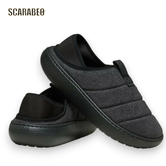 クロックス クラシック ヴィーガン スウェード モック ボア crocs メンズ レディース サンダル 冬用 暖かい 212097-001 ブラック 212097-001