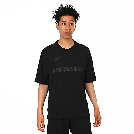 ニューバランス New Balance Black Out ポリワッフル ショートスリーブシャツ BLACK メンズ サッカー フットサル トレーニング 半袖 Tシャツ 吸汗速乾 amt55259-bk