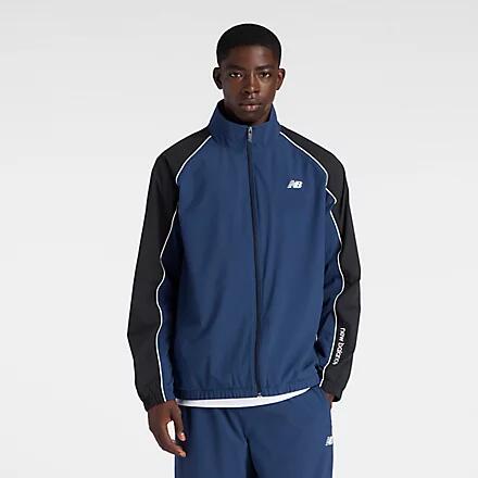 ニューバランス ウーブントラックジャケット ネイビー 裏トリコット起毛 メンズ レディース 長袖 NB DRY 速乾 ストレッチ 3シーズン対応 トレーニングジャケット amj53171-mny