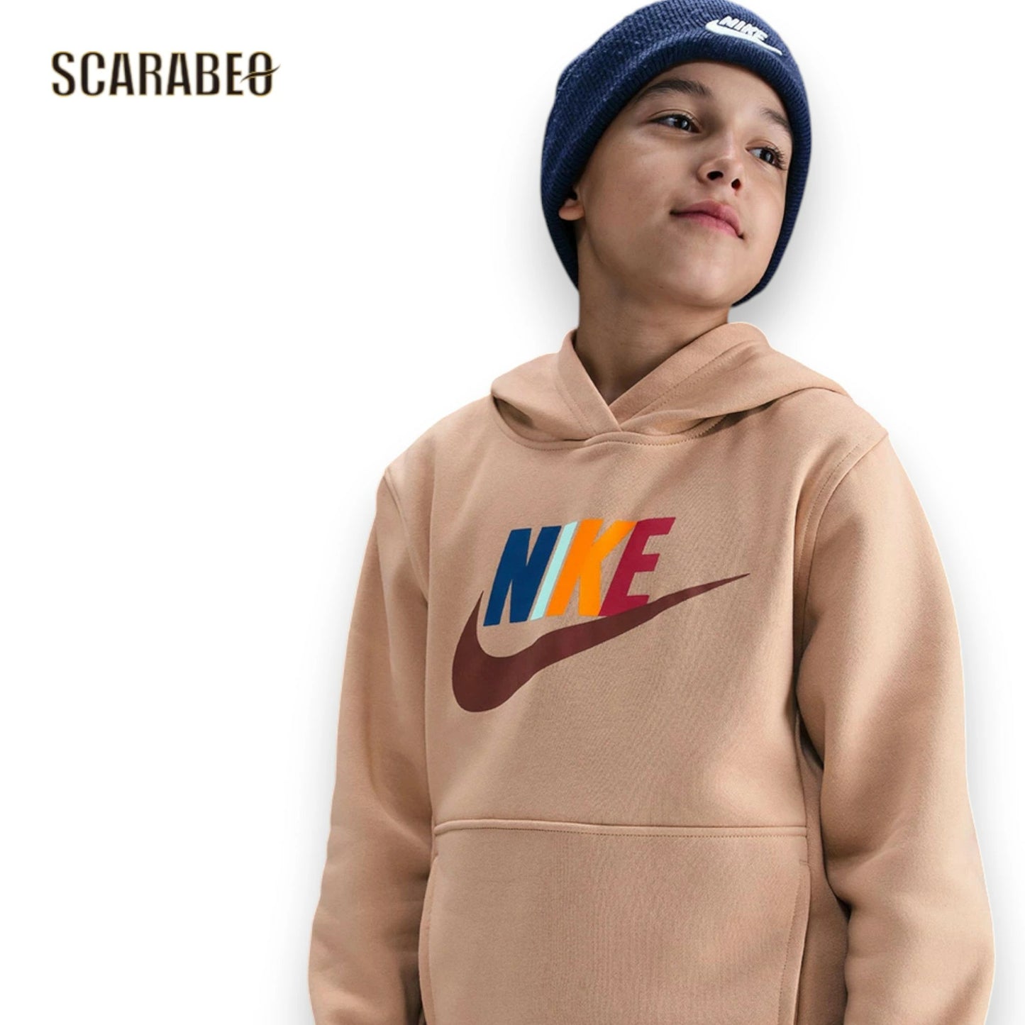 ナイキ スポーツウェア クラブ フリース ジュニア パーカー NIKE キッズ ユニセックス フーディー プルオーバー 軽量 起毛 ミルクティー fd2988-201