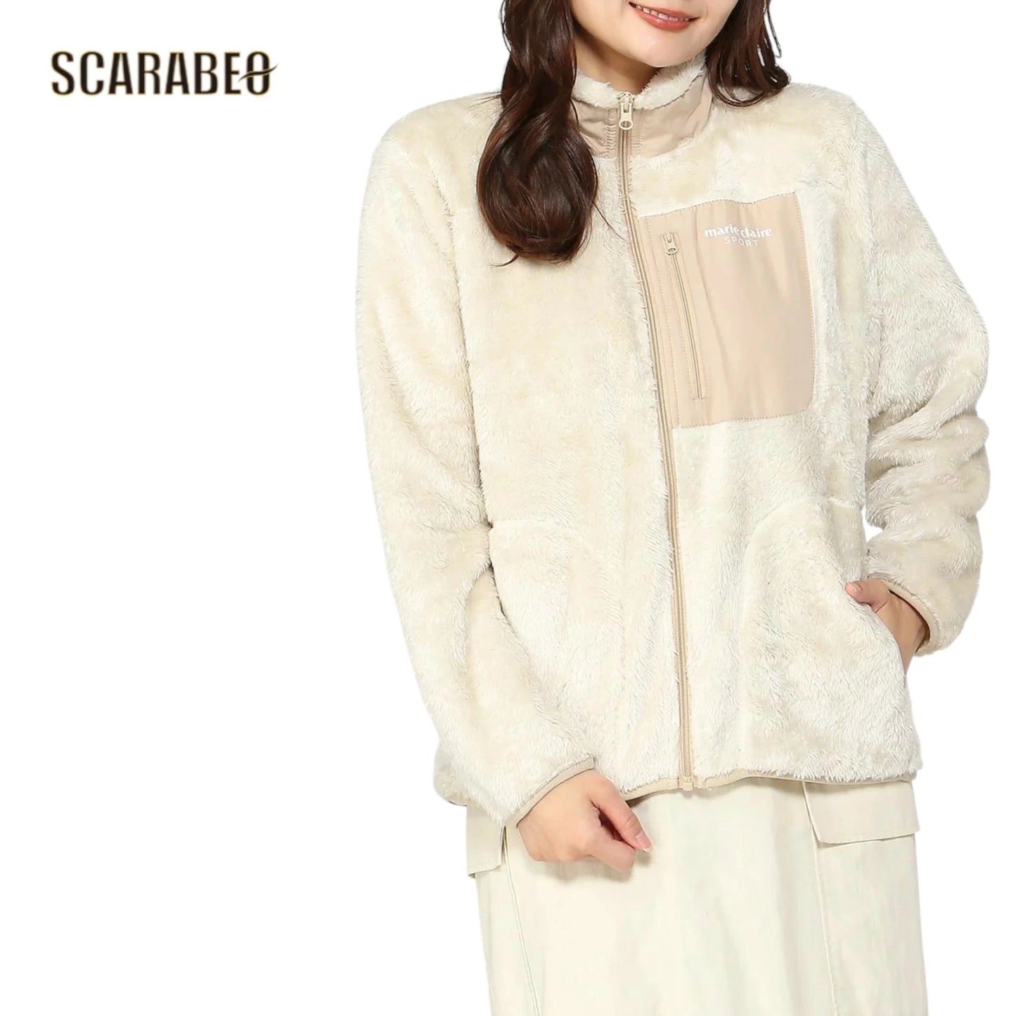 marie claire sport マリ・クレール スポール フルジップ ブルゾン レディース ボアジャケット 長袖 アウター BK OWT 445721