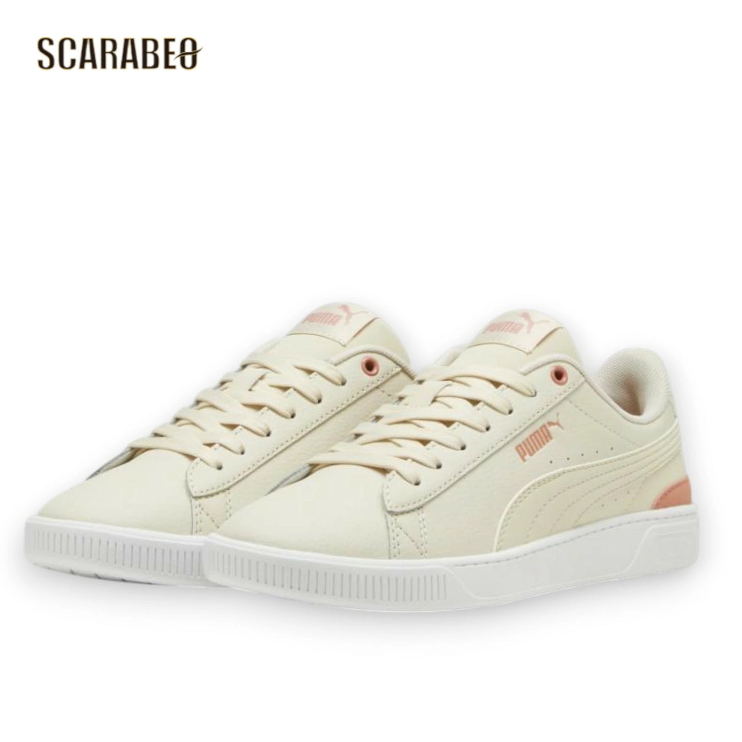 PUMA プーマ ビッキー V3 レザー レディース スニーカー クラシック レザー 383115 ベージュ×ピンク 383115-17