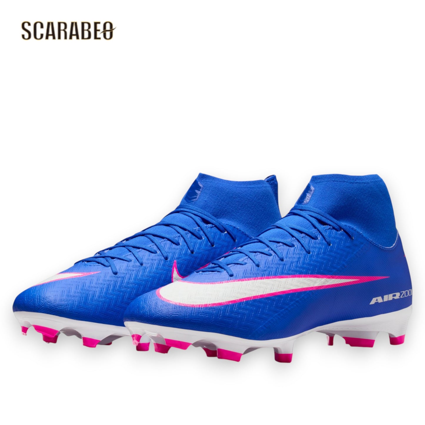 ナイキ ズーム マーキュリアル スーパーフライ 10 アカデミー FG/MG NIKE fq1456-446 レーサーブルー×ホワイト メンズ サッカースパイク ハイカット 天然芝 人工芝 fq1456-446