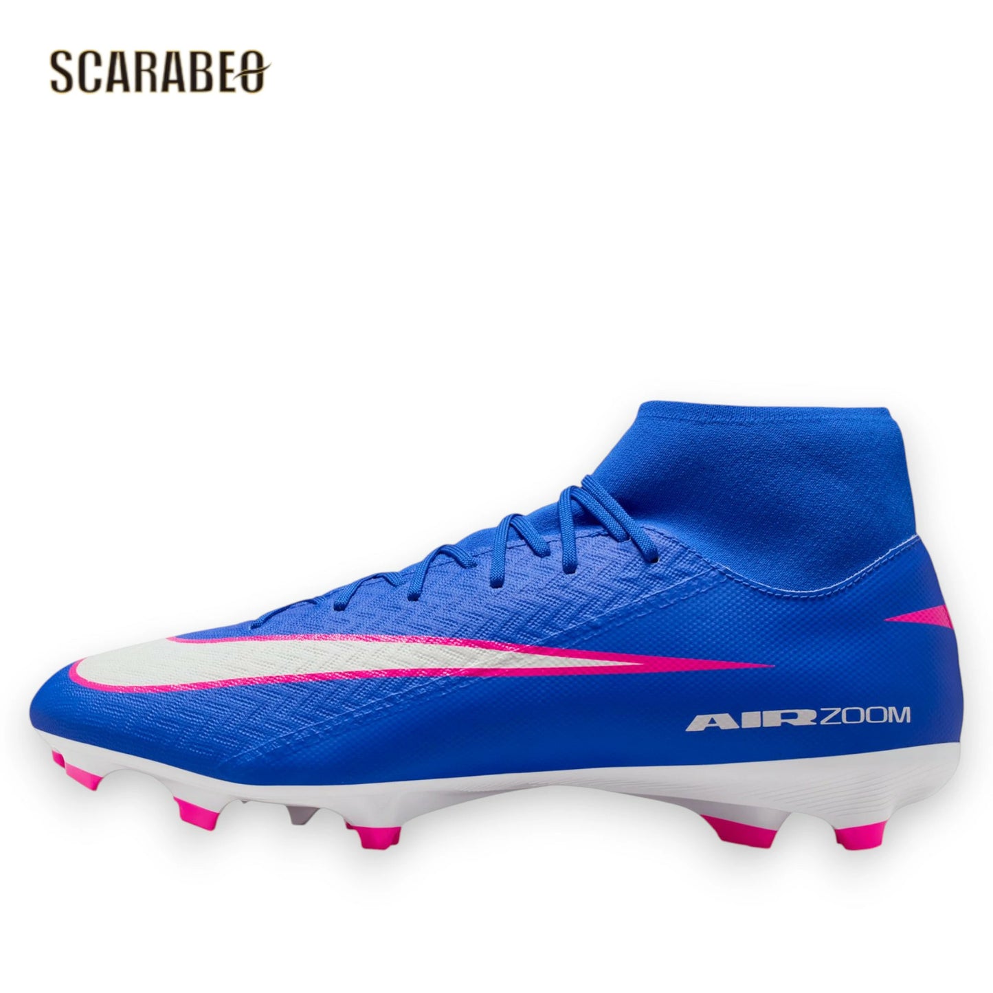 ナイキ ズーム マーキュリアル スーパーフライ 10 アカデミー FG/MG NIKE fq1456-446 レーサーブルー×ホワイト メンズ サッカースパイク ハイカット 天然芝 人工芝 fq1456-446