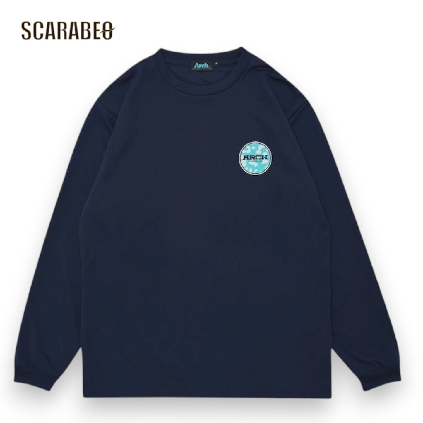 Arch leopard block logo L/S tee DRY ネイビー アーチ バスケ 長袖Tシャツ ロンT 吸汗速乾 軽量 ライフスタイル t325-134