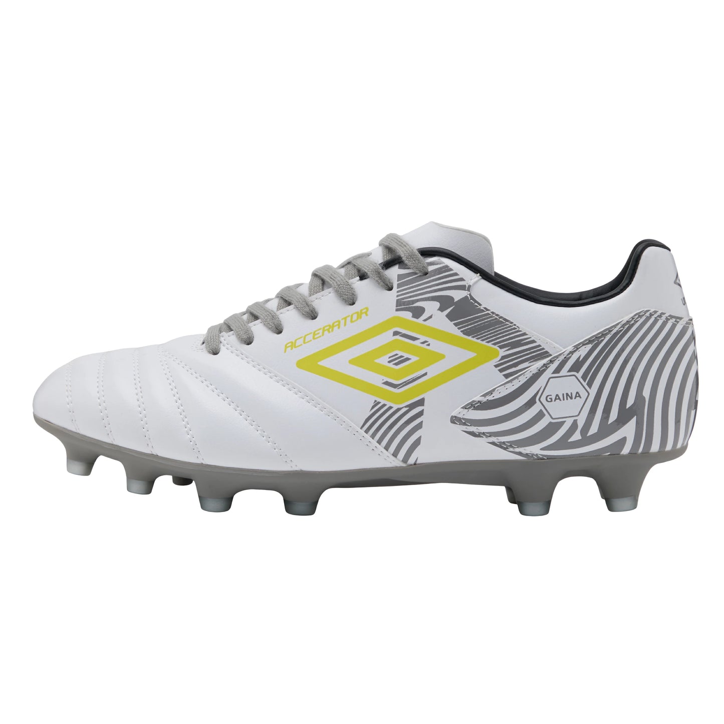 アンブロ アクセレイター +GAINA HG umbro ACCERATOR 2026年春夏 サッカー スパイク メンズ HG 天然芝 人工芝 土 ホワイト イエロー グレー uf6scsb2m